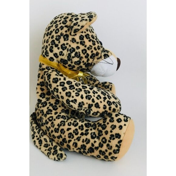 KellyToy Leopard Cheetah Stuffed Animal Plush Soft Toy Wildcat 13" Gold Ribbon - Picture 5 of 8